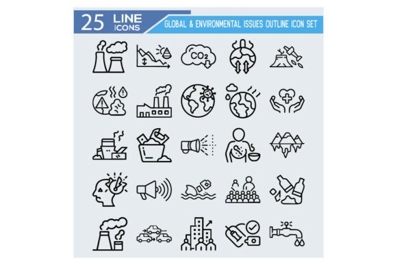 25 Global Environmental Issues Outline Graphics