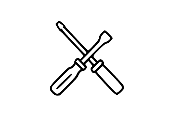 Crossed Screwdrivers Line Art Clip Art Graphics