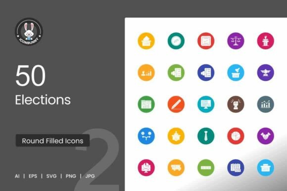 Elections Round Filled Icons Graphics and Icons Review