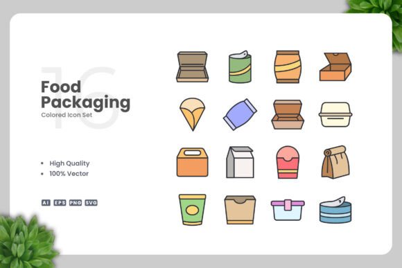 Food Packaging Colored Icons Graphics and Icons Review