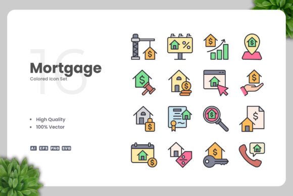 Mortgage Colored Icons Graphics Freebies Review