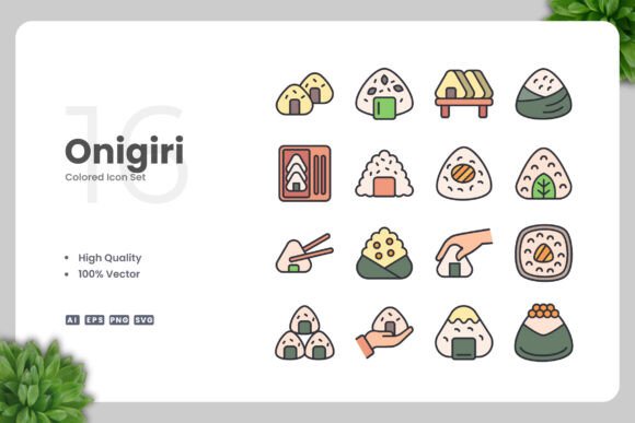 Onigiri Colored Icons: Essential Graphics and Icons for Handmade Creators
