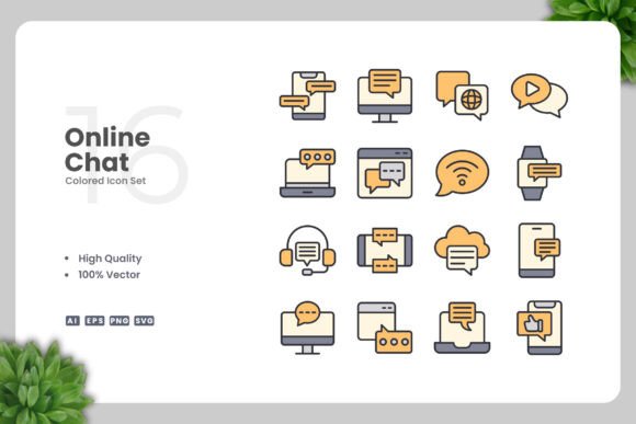 Online Chat Colored Icons: Graphics for Modern Branding