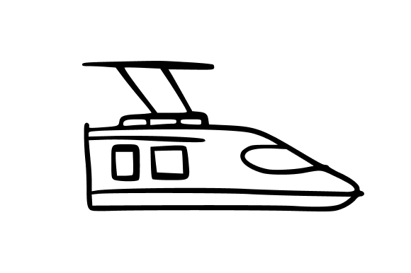 Outline Japanese Bullet Train Graphics for Crafts