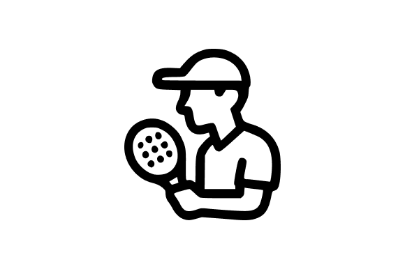 Padel Player with Racket Outline Design Graphics and Illustrations