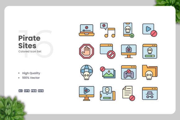 Pirate Sites Colored Icons Graphics and Icons Review