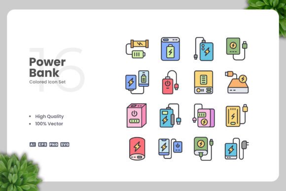 Power Bank Colored Icons: Essential Graphics for Modern Design