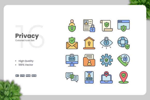 Privacy Colored Icons Graphics Review