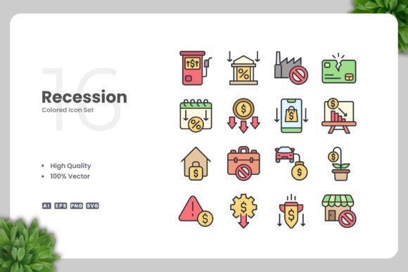 Recession Colored Icons Graphics Review