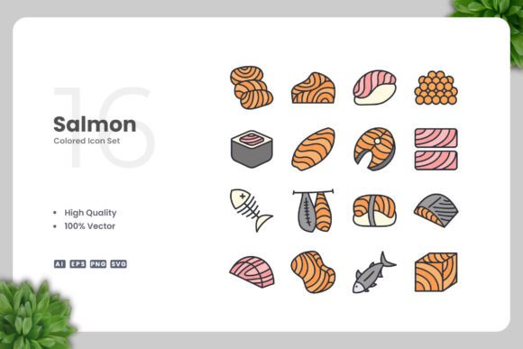 Salmon Colored Icons for Modern Graphics and Branding