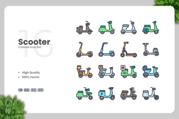 Scooter Colored Icons: A Designer’s Review of These Graphics and Icons