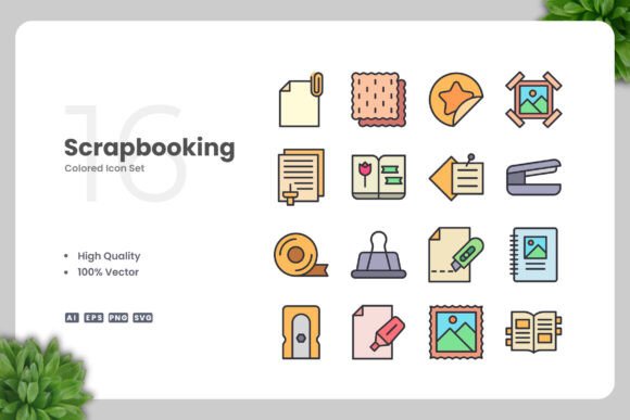 Scrapbooking Colored Icons Graphics Review