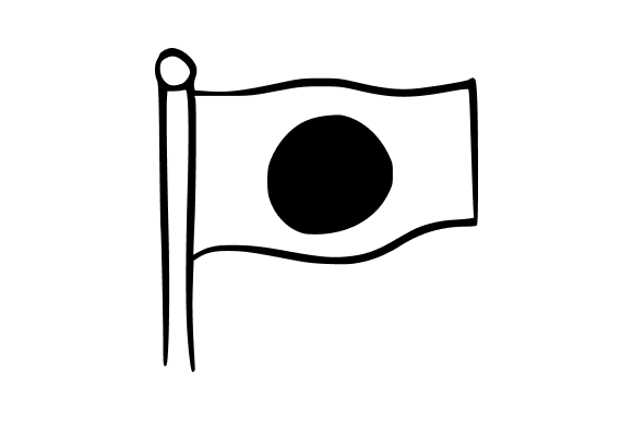 Simple Black Outline Japanese Flag Graphics and Illustrations Review