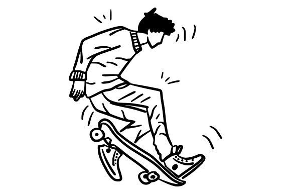 Skateboarder Mid-trick Graphics and Illustrations Review