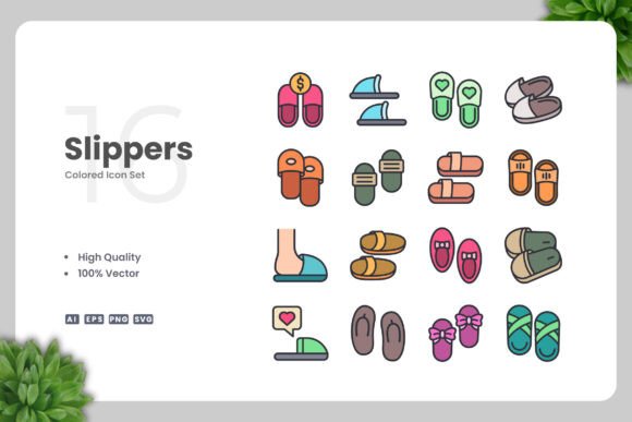 Slippers Colored Icons: Graphics for Digital Products