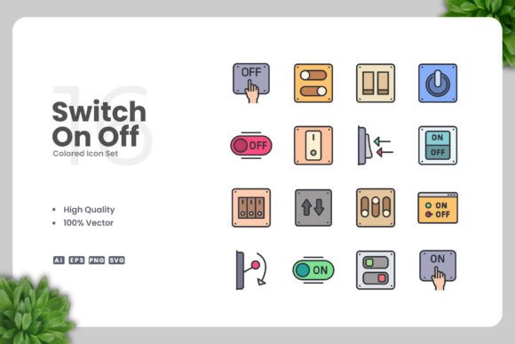 Switch on off Colored Icons Graphics Review