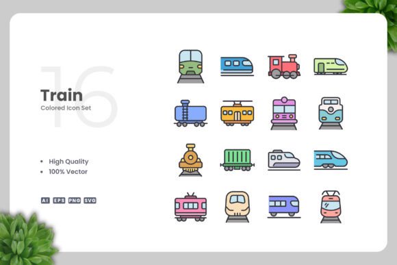 Train Colored Icons Graphics for Crafting