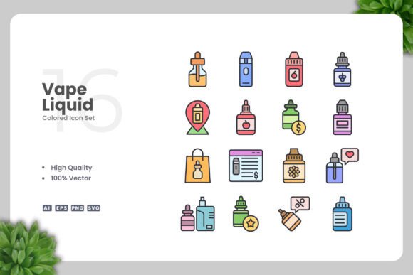 Vape Liquid Colored Icons Graphics and Icons Review