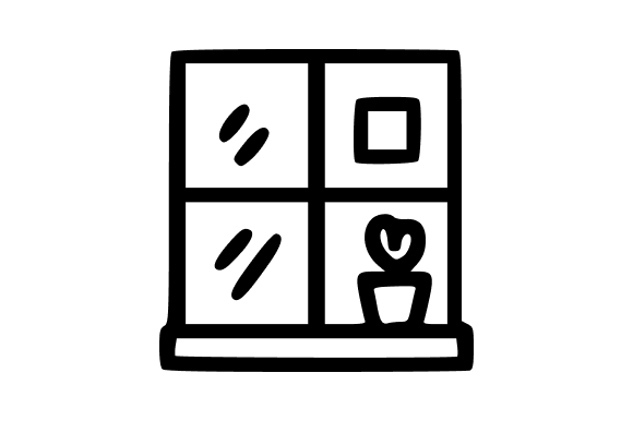 Window with Plant Outline Graphics and Illustrations Review